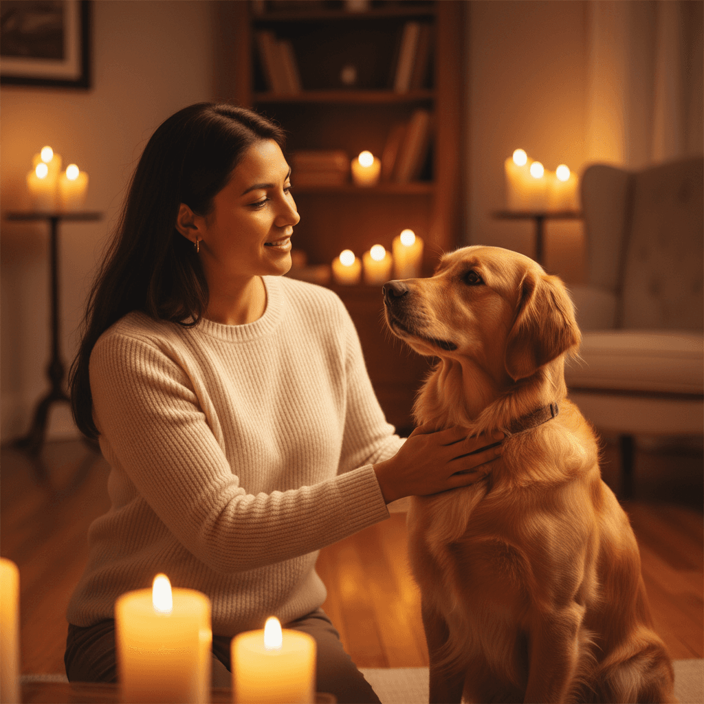 Dog trainer demonstrating positive reinforcement technique